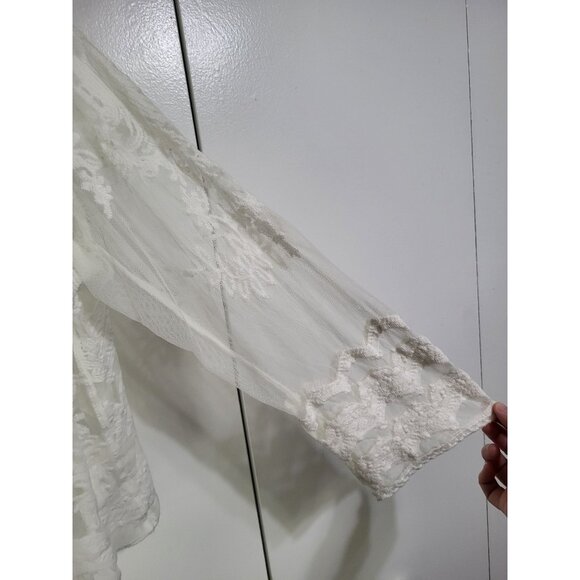 RONNI NICOLE Women's LG Embroidered Sheer Open Cardigan Shrug Cropped - Picture 3 of 9